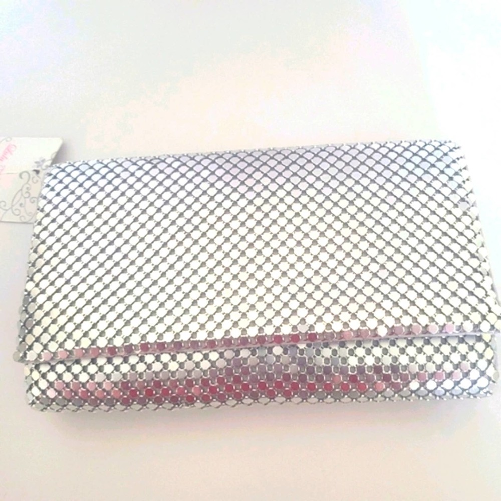 Lulu Townsend Silver Metal Mesh Clutch